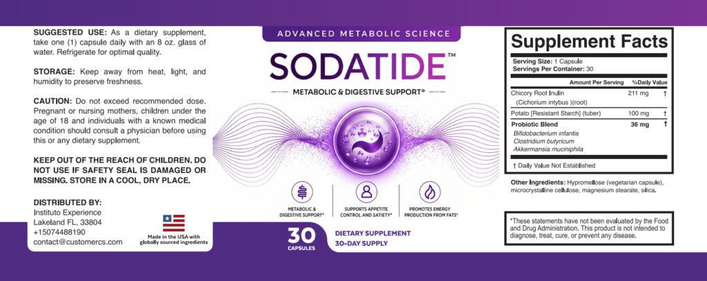 Sodatide ingredients label